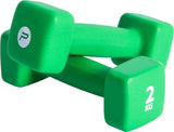 Pure2Improve P2I201400 Dumbbells, 2 pcs, 2 kg, Green, Neoprene