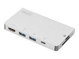 DIGITUS USB Multiport Travel Dock 6-Port 4K HDMI 2x USB-C 2x USB3.0 MicroSD SD/MMC silver