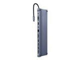 GEMBIRD A-CM-COMBO11-01 USB Type C 11in1 multi port adapter USB hub + HDMI + VGA + PD + card reader + LAN + 3.5 mm audio space grey