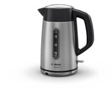 „Bosch Kettle DesignLine TWK4P440“ elektrinis virdulys, 2400 W, 1,7 l, nerūdijančio plieno, 360° besisukantis pagrindas, nerūdijančio plieno / juodas