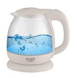 Adler Kettle AD 1283C Electric, 900 W, 1 L, Glass/Stainless steel, 360Â° rotational base, Cream