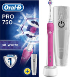 Oral-B Toothbrush with Travel case PRO 750  For adults, Rechargeable, Operating time 1 charge/1 week of regular cleaning (2 times a day for 2 min) min, Teeth brushing modes 1, Number of brush heads included 1, Pink/White