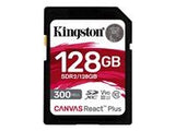 KINGSTON 128GB Canvas React Plus SDXC UHS-II 300R/260W U3 V90 for Full HD/4K/8K