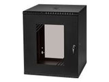 NETRACK Hanging Cabinet ECO-Line Rack 19inch 12U / 450mm - black glass door