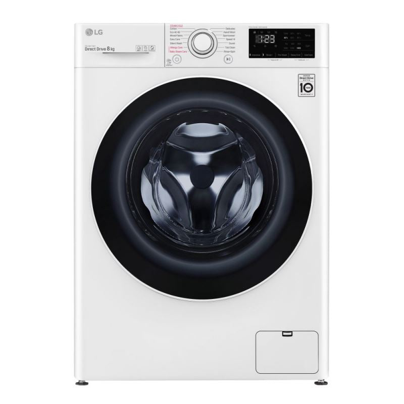 LG Washing Mashine F4WV328S0U Energy efficiency class B, Front loading, Washing capacity 8 kg, 1400 RPM, Depth 56.5 cm, Width 60 cm, Display, Digital, Steam function, Direct drive, White