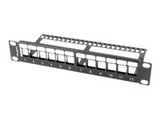 LANBERG patch panel blank 12 port 1U with organizer for keystone modules black