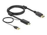 DELOCK HDMI M DisplayPort M 4K cable 1m powered by USB A M black