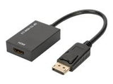 ASSMANN DisplayPort adapterio kabelis DP - HDMI tipas AM/F 0.2mw / sujungimui HDMI 2.0 versija, aktyvus CE, auksinis, mėlynas