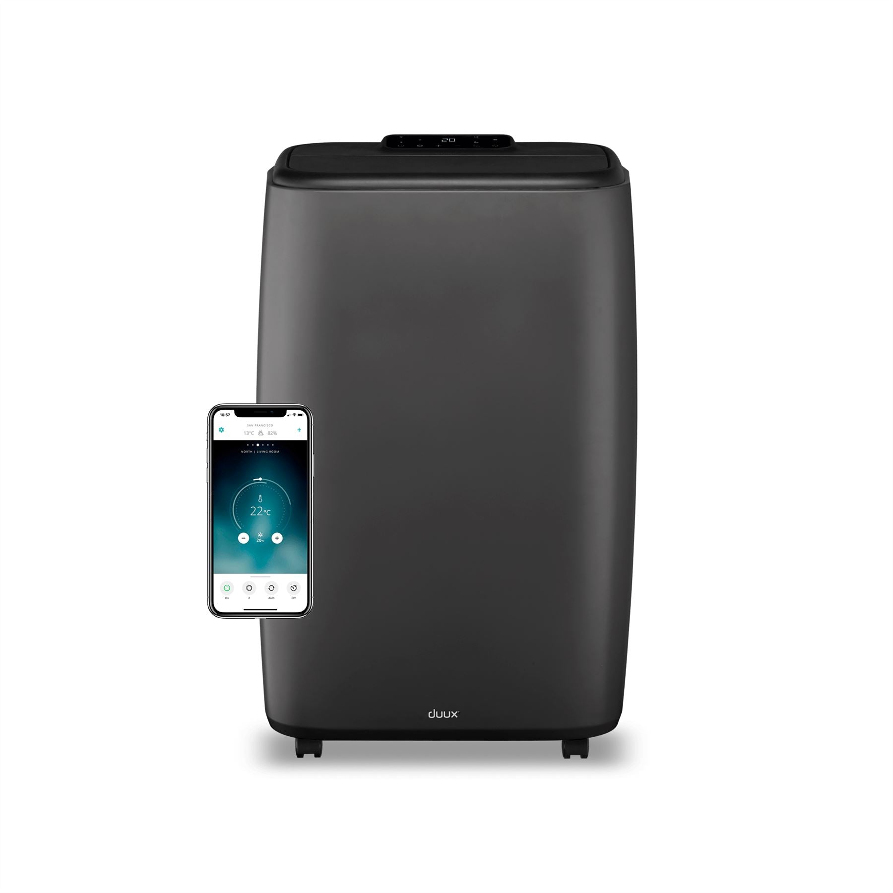 Duux Smart Mobile Air Conditioner North Number of speeds 3, Gray/Black, 12000 BTU/h