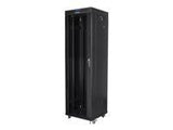 LANBERG free standing rack 19inch cabinet 42U 600x600 glass door LCD flat pack black
