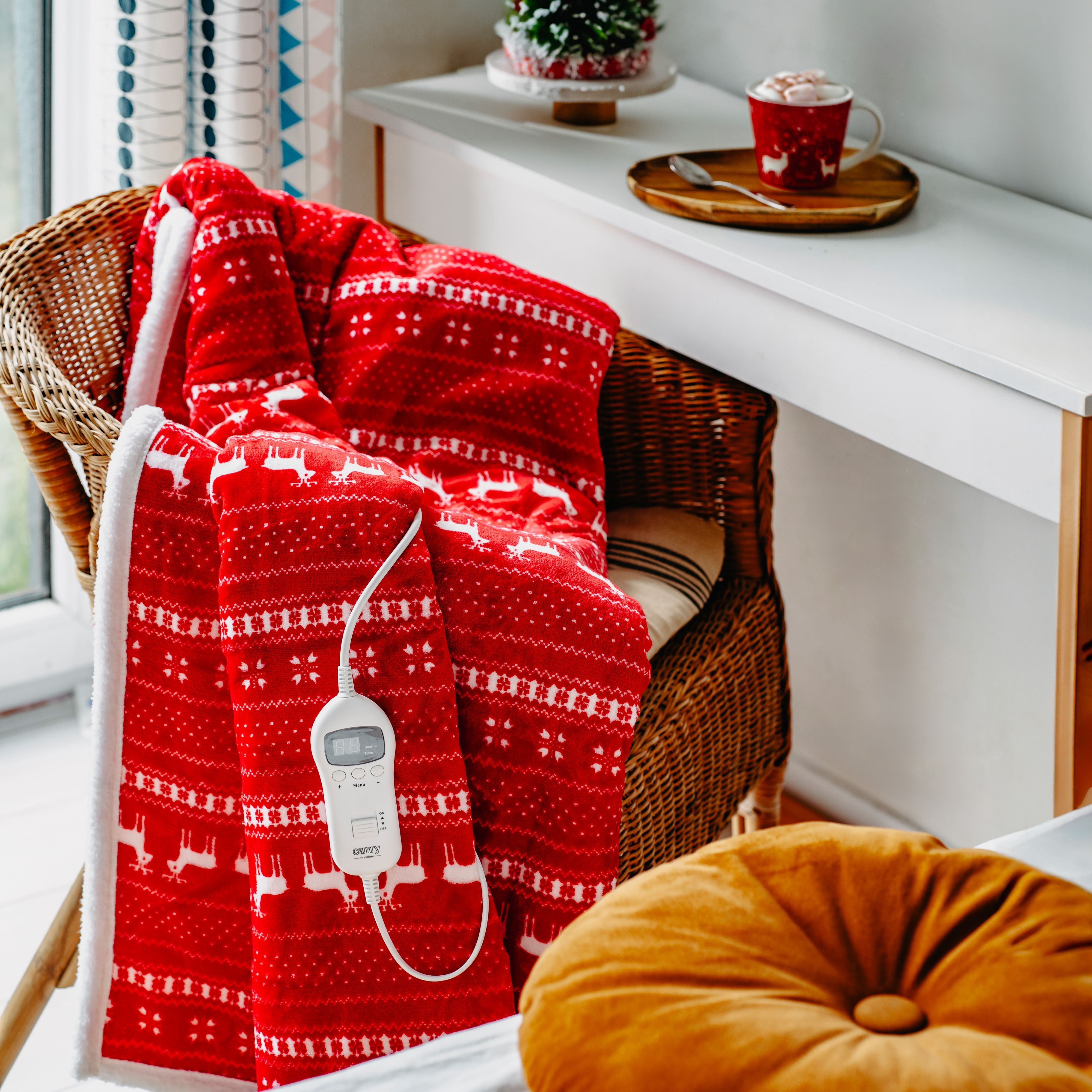 Camry | Electric Heating Throw-Blanket with Timer | CR 7441 | Number of heating levels 10 | Number of persons 1 | Remote control | 120 W | Red/White