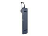 GEMBIRD A-CM-COMBO10-01 USB Type C 10in1 multi port adapter USB hub + HDMI + VGA + PD + card reader + LAN + 3.5 mm audio space grey