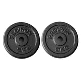 PROIRON PRKISP05K Weight Plates Set, 2 x 5 kg, Black, Solid Cast Iron