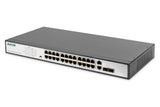 Digitus Fast Ethernet PoE Switch 24-port PoE + 2 Combo, 370W PoE DN-95343 10/100 Mbps (RJ-45), Unmanaged, Rack mountable, Power supply type Internal, Ethernet LAN (RJ-45) ports 24