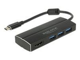 DELOCK USB 3.1 Gen 1 Adapter USB Type-C to 3 x USB 3.0 Type-A Hub + 1 x HDMI DP Alt Mode 4K 30 Hz