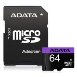 ADATA Memory card AUSDX64GUICL10-PA1 64 GB, microSDHC, Flash memory class UHS-I Class 10, Adapter