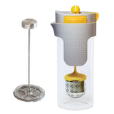 Stoneline 2in1 French Press Tea Maker 14348 0.75 L, Glass, Grey/Yellow