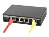 DIGITUS Gigabit Desktop PoE af/at 4-Port Switch 10/100/1000Mbps 62W PoE Power Budget metal housing