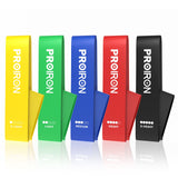 PROIRON Exercise Resistance Bands Set Lifting Straps, 60 x 5 cm, 5 pcs. (Yellow: X-light, Green: Light, Blue: Medium, Red: Heavy, Black: X-heavy), Multicolor