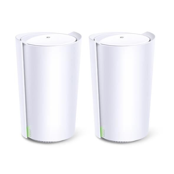 TP-LINK Deco X90 AX6600 Wi-Fi 6 Tri-Band Whole-Home Mesh System 2-pack Quad-core CPU 1x GE 1x 2.5GE RJ45 6x int.antennas MU-MIMO