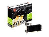 Graphics Card|MSI|NVIDIA GeForce GT 730|2 GB|DDR3|64 bit|PCIE 2.0 16x|Memory 1600 MHz|1x15pin D-sub|1xDVI-D|1xHDMI|N730K-2GD3H/LPV1