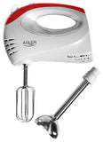 Adler Mixer AD 4212 Hand Mixer, 300 W, Number of speeds 5, Turbo mode, White