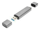 DIGITUS DA-70886 Combo Card Reader Hub USB-C+USB 3.0 1x SD 1x MicroSD 1x USB 3.0 grey