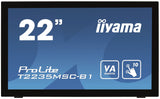 Iiyama Touch screen monitor with edge to edge glass PROLITE T2235MSC-B1 21.5 ", Touchscreen, VA, 1920 x 1080 pixels, 16:9, 6 ms, 250 cd/m�, Black, matte
