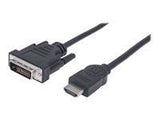 MANHATTAN HDMI / DVI Cable 1.8m black HDMI 19-pin male to DVI-D 24+1 male gold plated connections