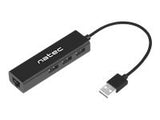 NATEC NHU-1413 Natec Hub USB 2.0 DRAGONFLY 3-ports + RJ45, Black
