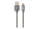 GEMBIRD CC-USB2S-AMmBM-1M-BG Gembird Premium spiral metal Micro-USB charging and data cable, 1m,metallic-grey