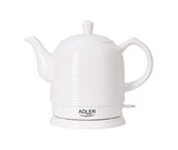 Adler Kettle AD 1280 Standard, Ceramic, White, 1500 W, 360° rotational base, 1.2 L