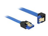 DELOCK Cable SATA 6 Gb/s receptacle straight > SATA receptacle downwards angled 30cm blue with gold clips