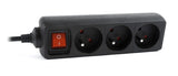 EnerGenie EG-PSU3F-01 UPS power strip, 3 FR sockets, 10 A, C14 plug, 0.6 m cable, black EnerGenie 0.6 m