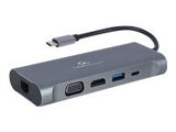 GEMBIRD A-CM-COMBO7-01 Multi Port Adapter USB Type C Hub3.0 HDMI VGA PD card reader stereo audio space grey