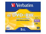 VERBATIM 5x DVD+RW 4,7GB 4x Jewel Case matt silver surface