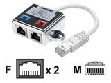 INTELLINET 2-Port Modular Distributor allows two RJ45 ports to share one Cat5 shielded network cable