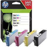 HP 364 original CMYK Ink cartridge N9J73AE Combo 4-Pack Standard Capacity