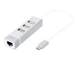 DIGITUS USB 2.0 3-port hub + Fast Ethernet LAN-Adapter with Typ C connector