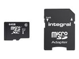 INTEGRAL Micro SDXC Cards CL10 64GB Ultima Pro UHS-1 up to 90MB/s transfer with Adapter to SD Card