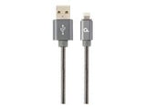 GEMBIRD CC-USB2S-AMLM-2M-BG Gembird Premium spiral metal 8-pin charging and data cable, 2m, metallic-grey