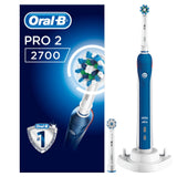 Oral-B Electric Toothbrush PRO 2 2700 Rechargeable, For adults, Number of brush heads included 2, Number of teeth brushing modes 2, Blue