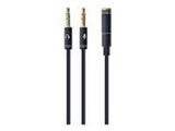 GEMBIRD CCA-418M 3.5mm 4-pin socket to 2x3.5mm stereo plug adapter cable metal black