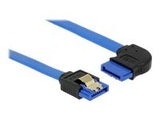 DELOCK Cable SATA 6 Gb/s receptacle straight > SATA receptacle right angled 50cm blue with gold clips