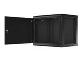 LANBERG Wall mount cabinet 19inch 9U 600x450 steel doors black flat pack