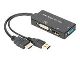 ASSMANN HDMI converter cable HDMI - DP+DVI+VGA M-F/F/F 0.2m 3 in 1 Multi-Media cable CE bl gold