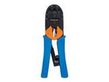 INTELLINET Universal Modular Plug Crimping Tool For RJ45 RJ12 and RJ11 Cuts and strips both round and flat cable Ratchet type