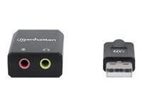MANHATTAN USB-A Audio Adapter USB-A Male to 3.5 mm Mic-in and Audio-Out Females Black
