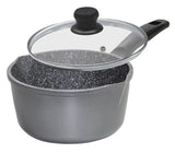 Stoneline 12584 Saucepan, 18 cm, Suitable for all cookers including induction, Anthracite, Non-stick coating, Lid included, Fixed handle