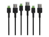 GREEN CELL 3x Cable GC Ray USB-C 200cm green LED backlight Ultra Charge QC 3.0